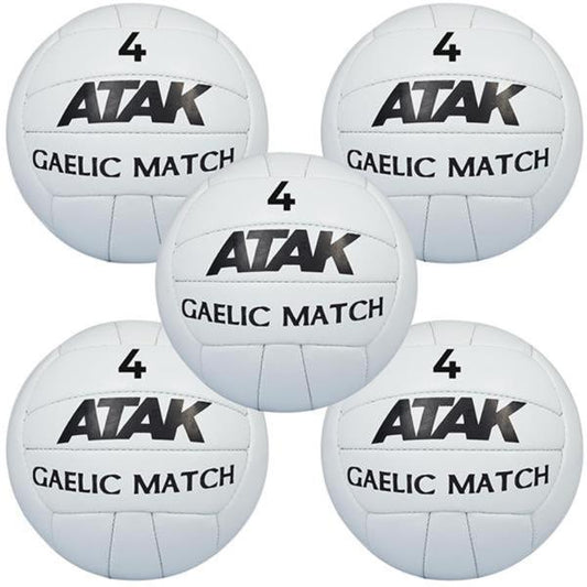 ATAK Gaelic Match Ball | Size 4 And 5 | Pack Of 5 - White